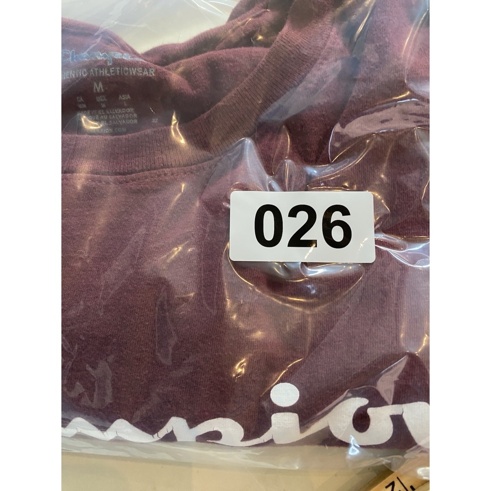 CHAMPION Men's (Size Medium) Burgundy Red Short Sleeve Spellout Logo T-Shirt Top - Picture 10 of 10